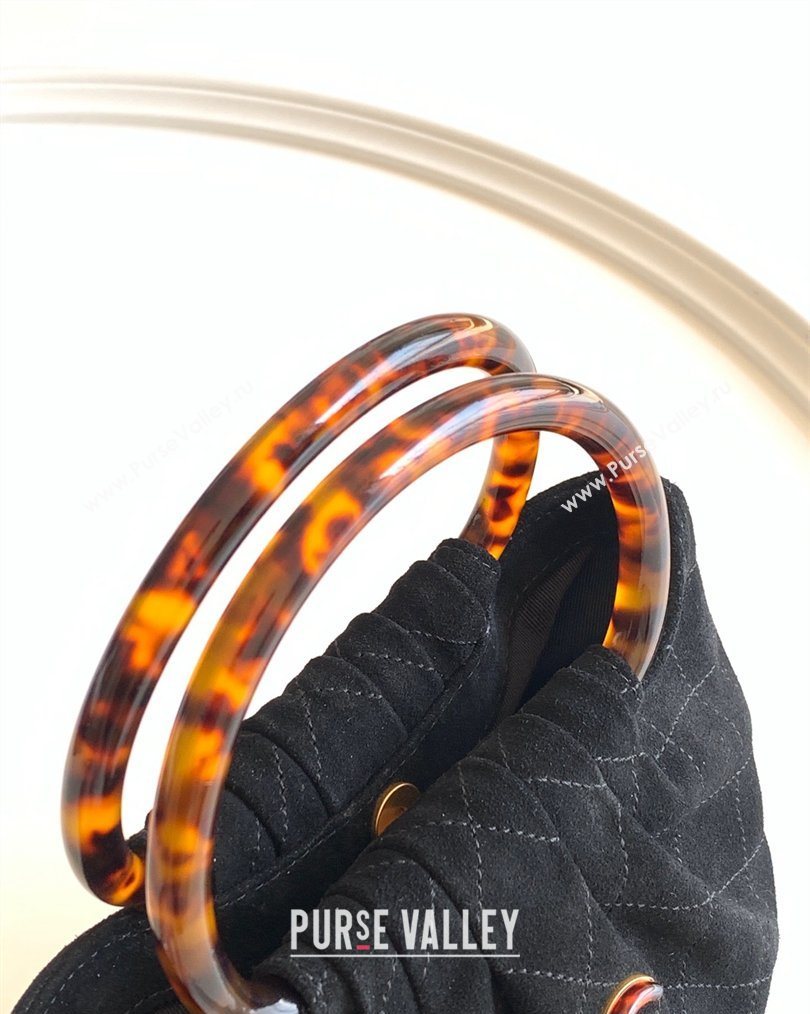 Chanel Suede Turtoise-Shell Effect Top Handle Small Hobo Bag Black 2026 AS6022 (yezi-260203073)