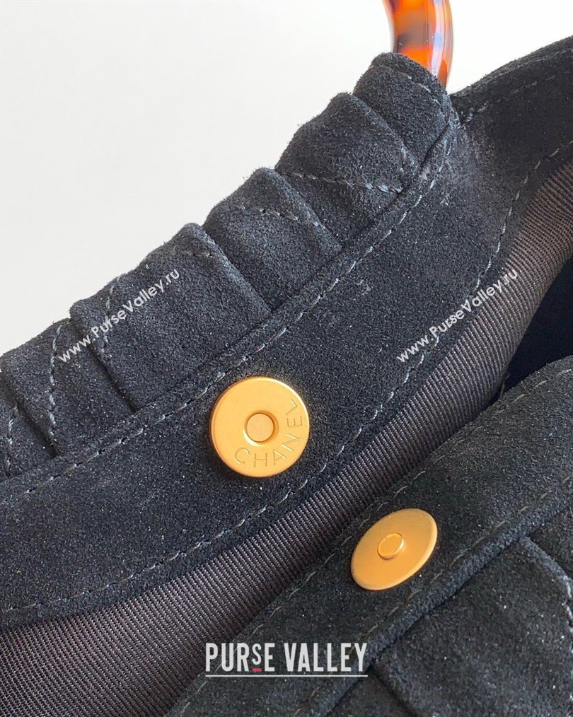 Chanel Suede Turtoise-Shell Effect Top Handle Small Hobo Bag Black 2026 AS6022 (yezi-260203073)