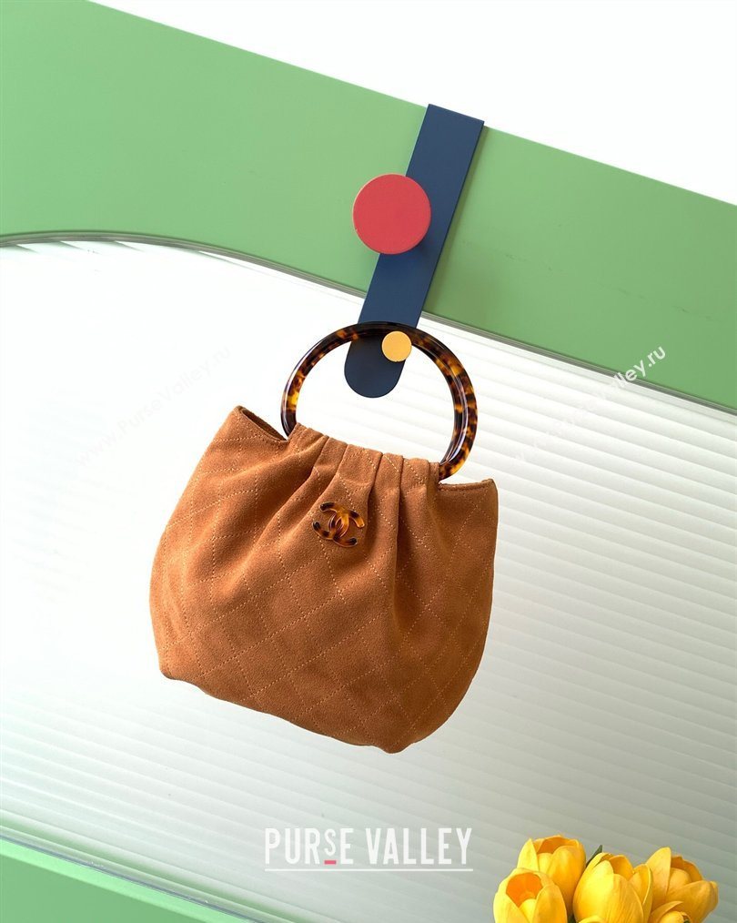 Chanel Suede Turtoise-Shell Effect Top Handle Small Hobo Bag Brown 2026 AS6022 (yezi-260203074)
