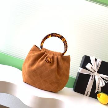 Chanel Suede Turtoise-Shell Effect Top Handle Small Hobo Bag Brown 2026 AS6022 (yezi-260203074)