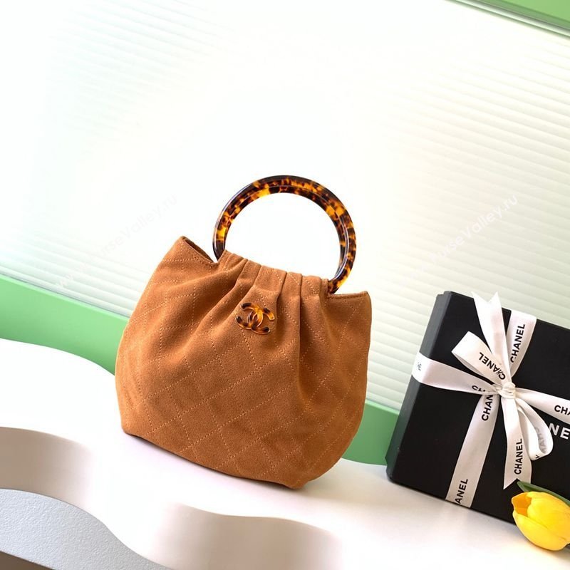 Chanel Suede Turtoise-Shell Effect Top Handle Small Hobo Bag Brown 2026 AS6022 (yezi-260203074)