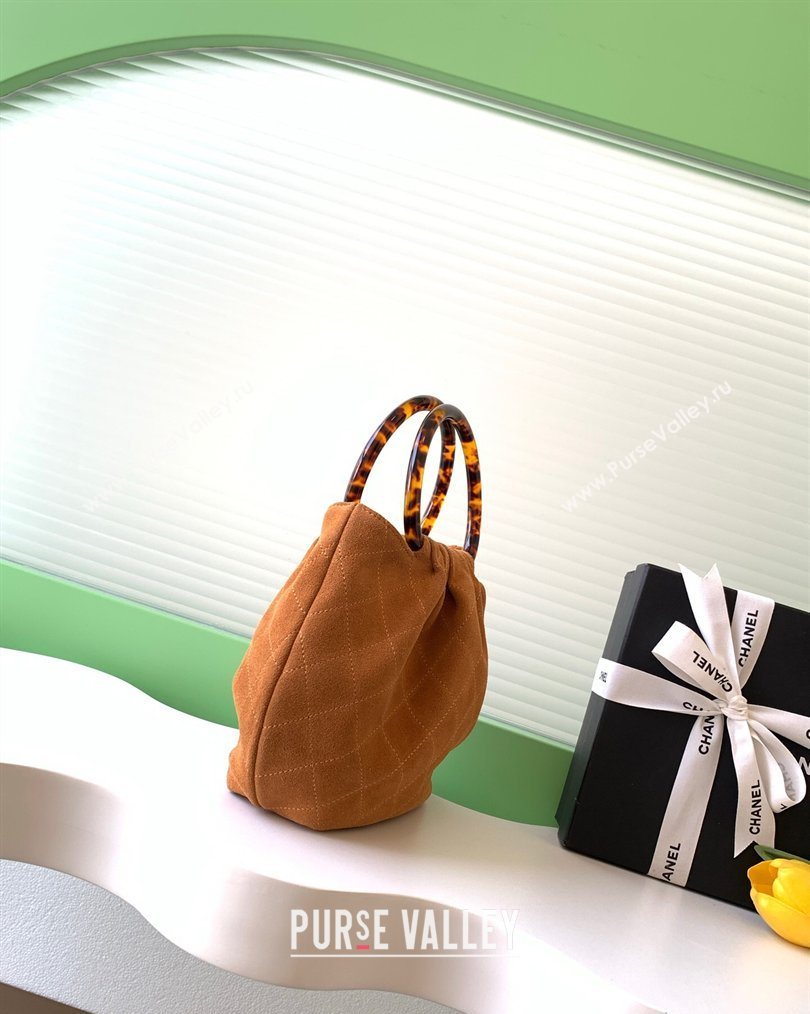Chanel Suede Turtoise-Shell Effect Top Handle Small Hobo Bag Brown 2026 AS6022 (yezi-260203074)