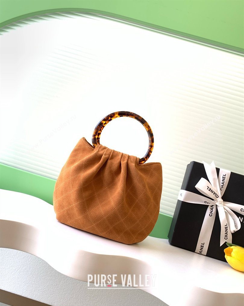 Chanel Suede Turtoise-Shell Effect Top Handle Small Hobo Bag Brown 2026 AS6022 (yezi-260203074)