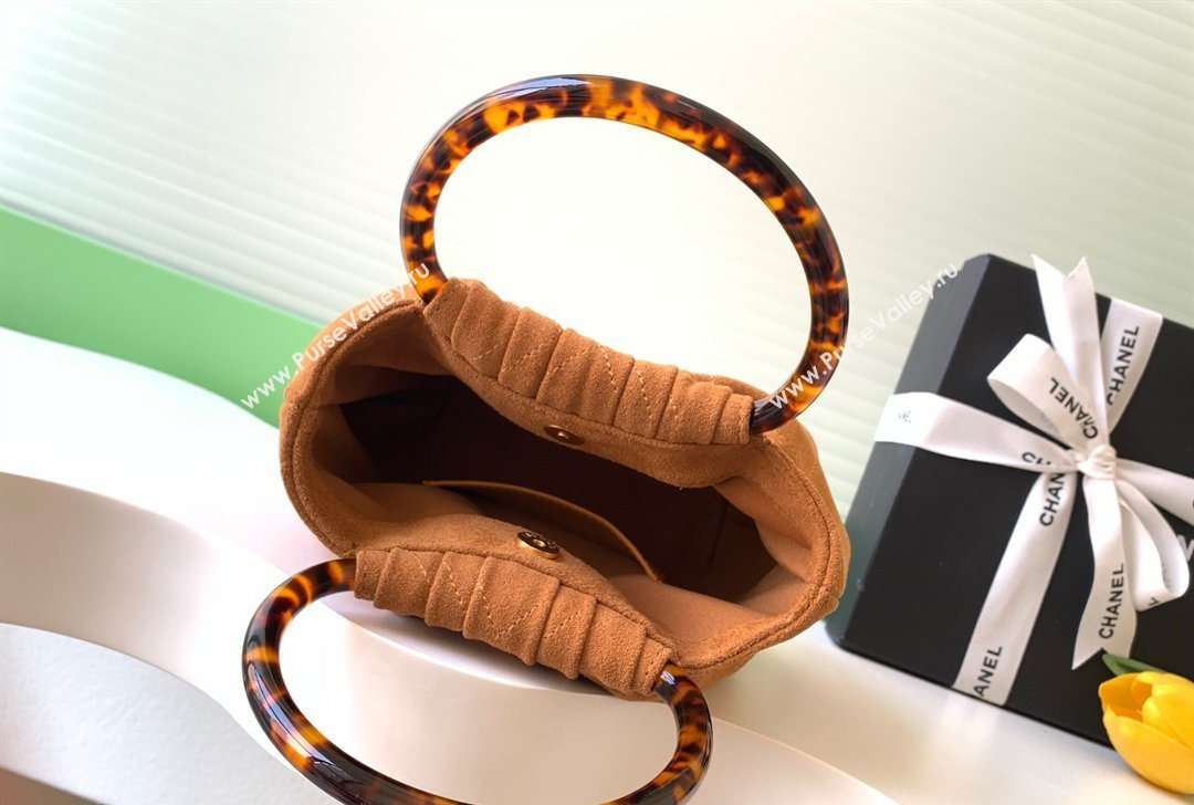 Chanel Suede Turtoise-Shell Effect Top Handle Small Hobo Bag Brown 2026 AS6022 (yezi-260203074)