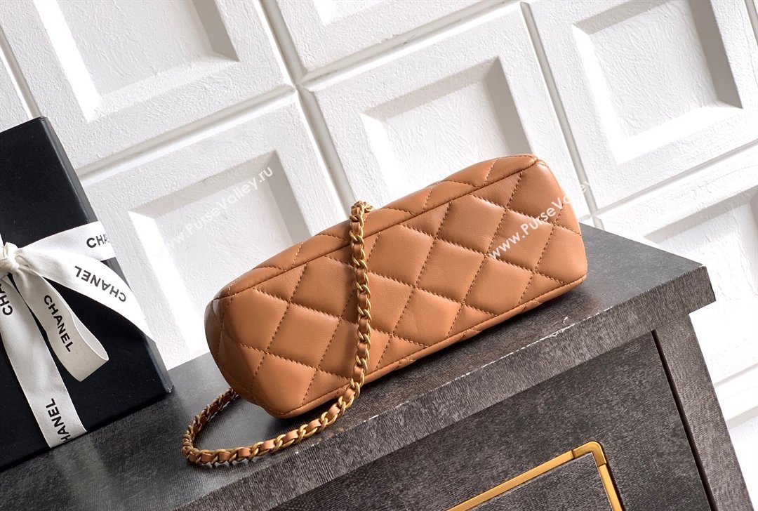 Chanel Lambskin Leather Pearls Clutch with Chain Caramel Brown 2026 AS5912 (yezi-260203047)