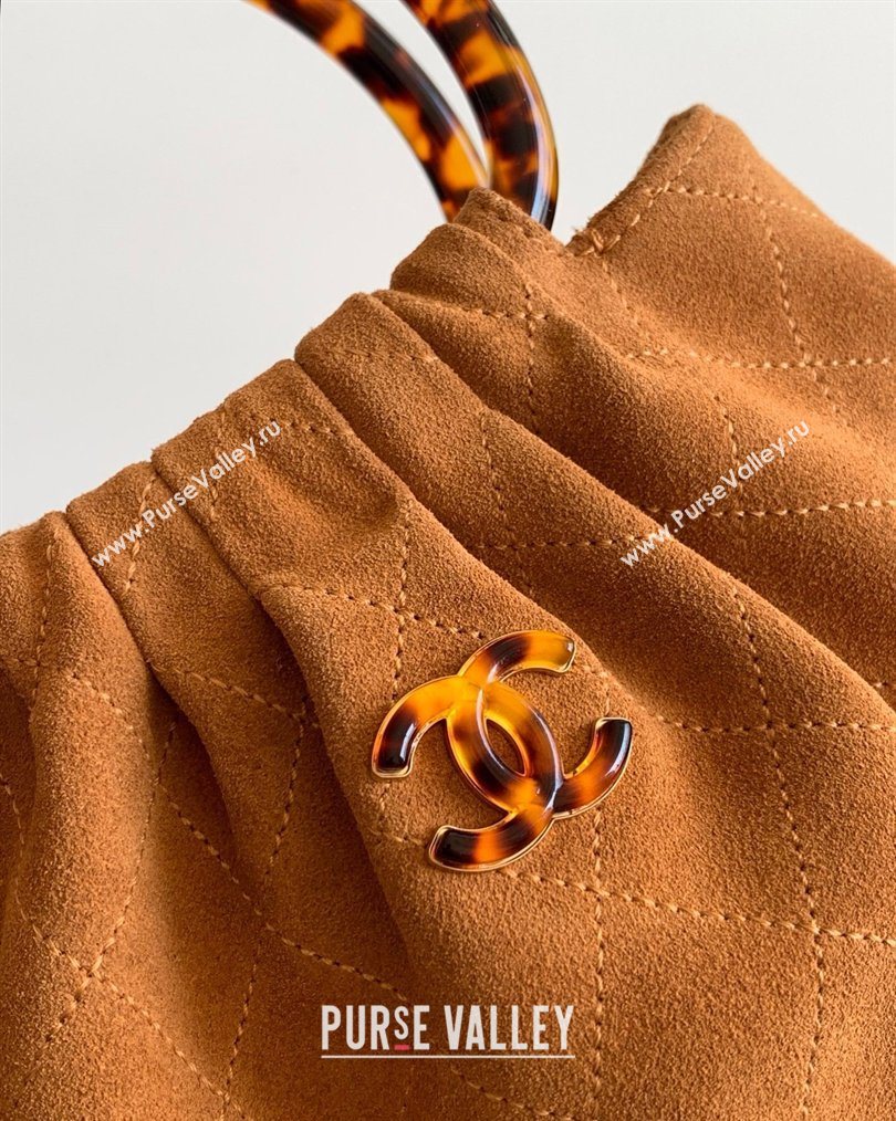 Chanel Suede Turtoise-Shell Effect Top Handle Small Hobo Bag Brown 2026 AS6022 (yezi-260203074)