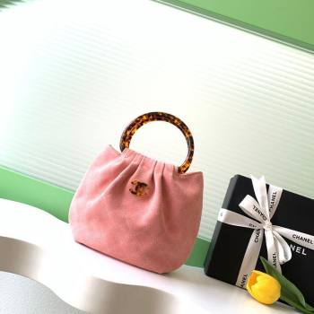 Chanel Suede Turtoise-Shell Effect Top Handle Small Hobo Bag Pink 2026 AS6022 (yezi-260203075)