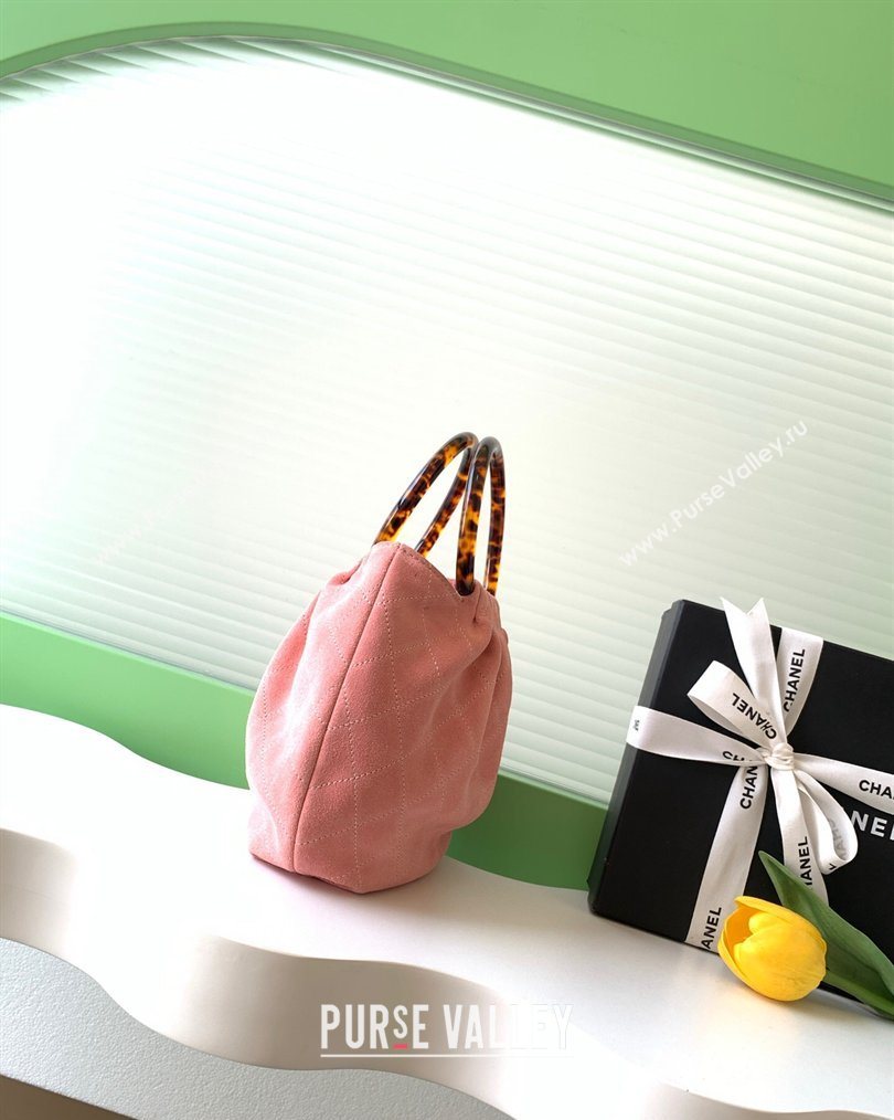 Chanel Suede Turtoise-Shell Effect Top Handle Small Hobo Bag Pink 2026 AS6022 (yezi-260203075)