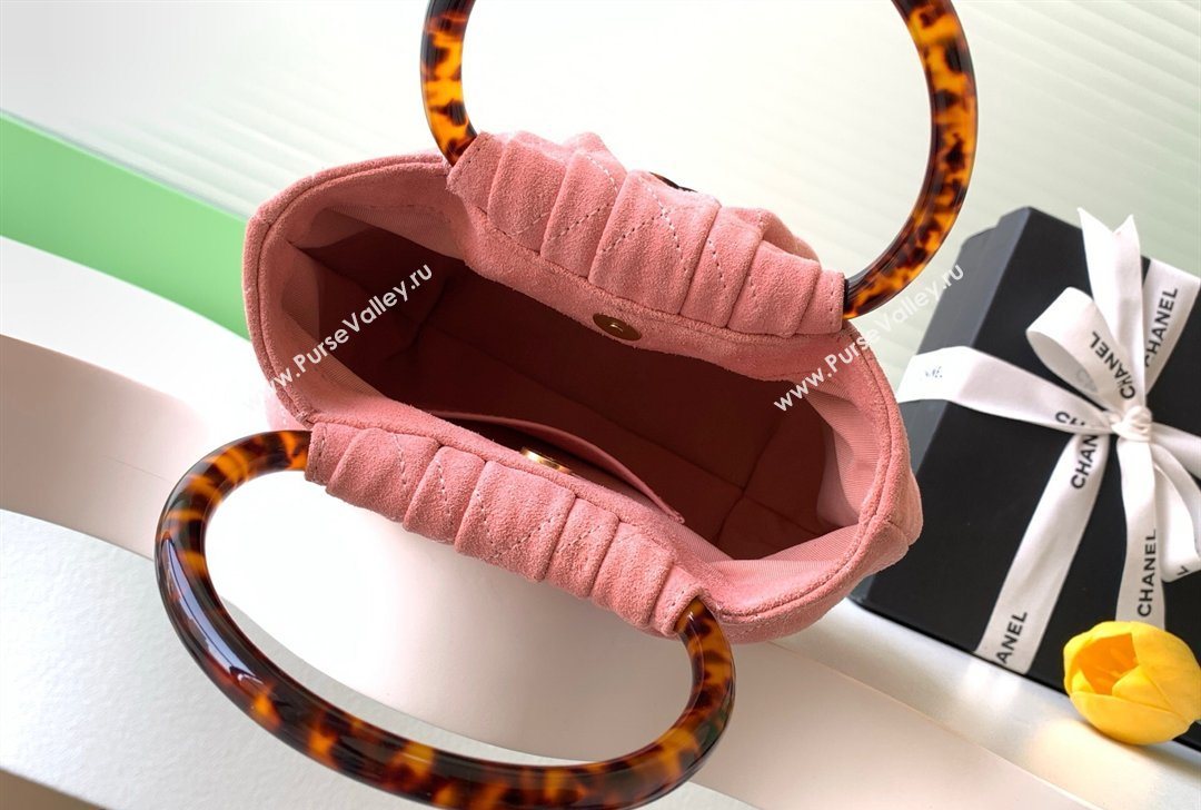 Chanel Suede Turtoise-Shell Effect Top Handle Small Hobo Bag Pink 2026 AS6022 (yezi-260203075)
