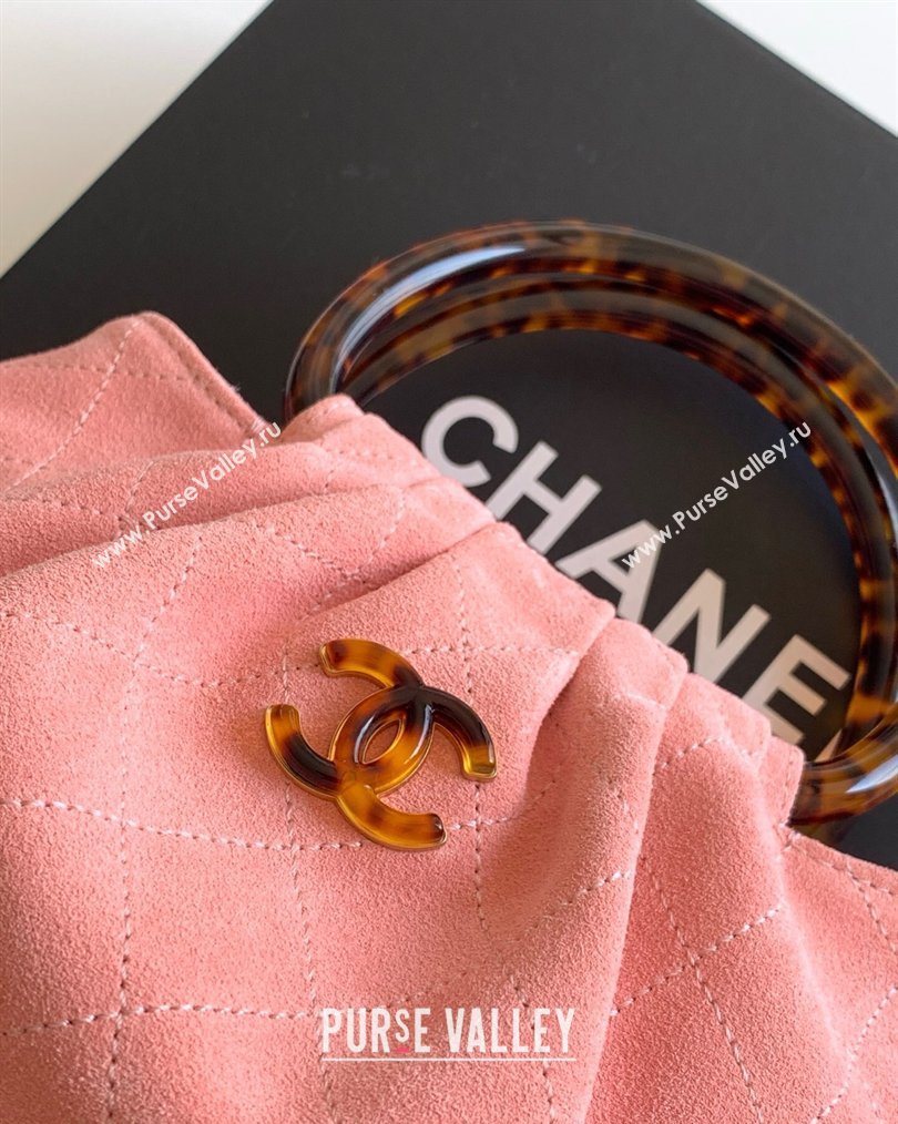 Chanel Suede Turtoise-Shell Effect Top Handle Small Hobo Bag Pink 2026 AS6022 (yezi-260203075)