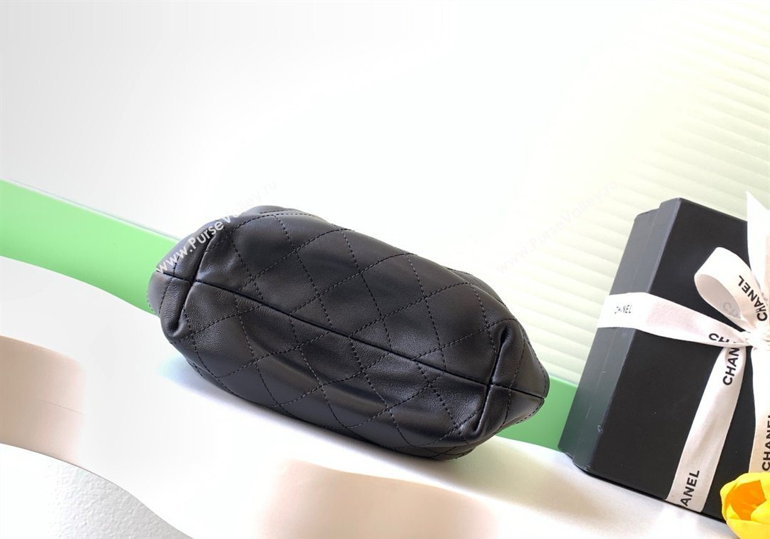 Chanel Calfskin Leather Turtoise-Shell Effect Top Handle Small Hobo Bag Black 2026 AS6022 (yezi-260203068)