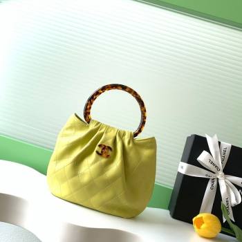 Chanel Calfskin Leather Turtoise-Shell Effect Top Handle Small Hobo Bag Yellow 2026 AS6022 (yezi-260203069)