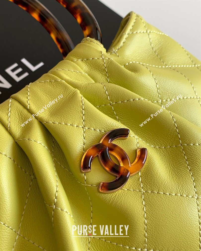 Chanel Calfskin Leather Turtoise-Shell Effect Top Handle Small Hobo Bag Yellow 2026 AS6022 (yezi-260203069)