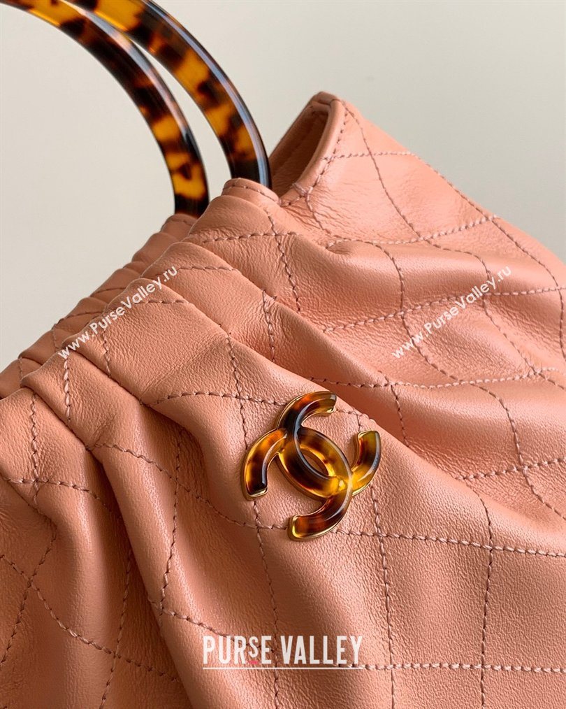 Chanel Calfskin Leather Turtoise-Shell Effect Top Handle Small Hobo Bag Pink 2026 AS6022 (yezi-260203071)