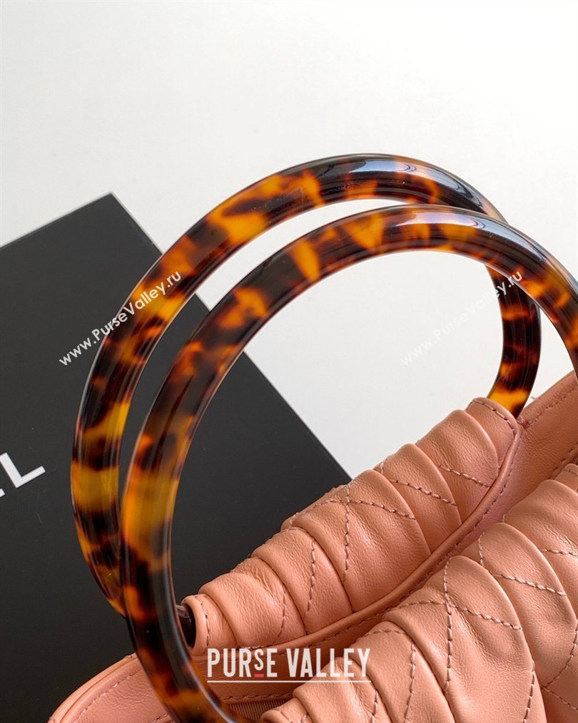 Chanel Calfskin Leather Turtoise-Shell Effect Top Handle Small Hobo Bag Pink 2026 AS6022 (yezi-260203071)