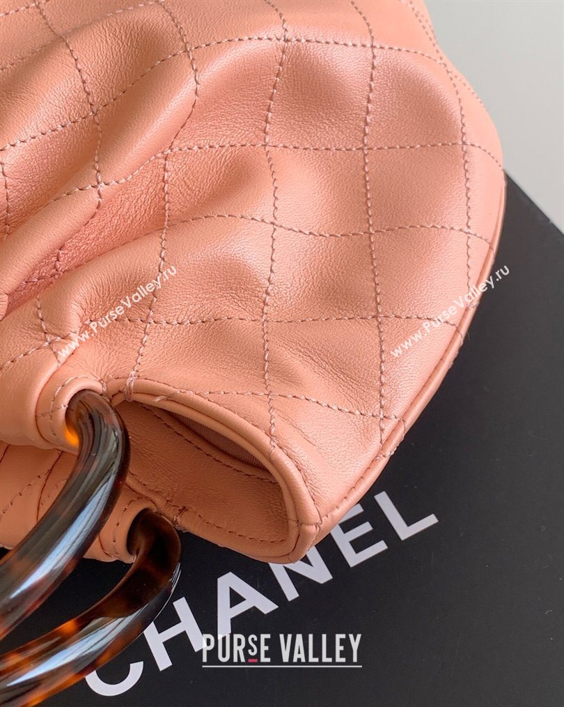 Chanel Calfskin Leather Turtoise-Shell Effect Top Handle Small Hobo Bag Pink 2026 AS6022 (yezi-260203071)