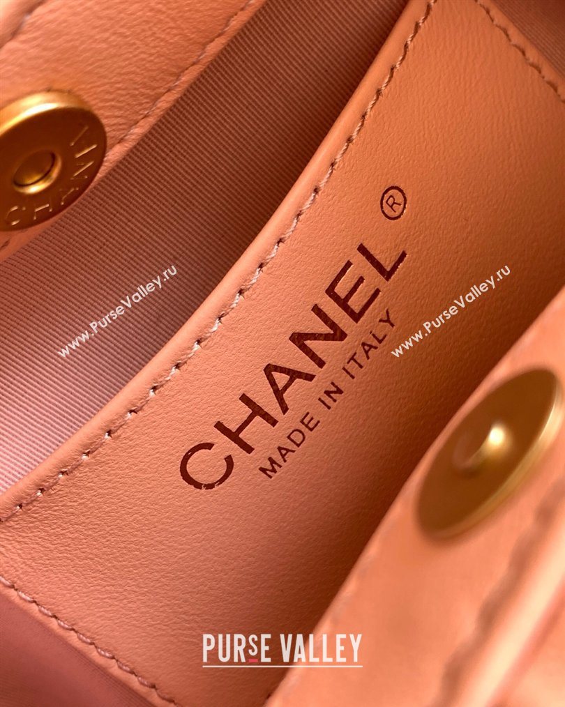 Chanel Calfskin Leather Turtoise-Shell Effect Top Handle Small Hobo Bag Pink 2026 AS6022 (yezi-260203071)