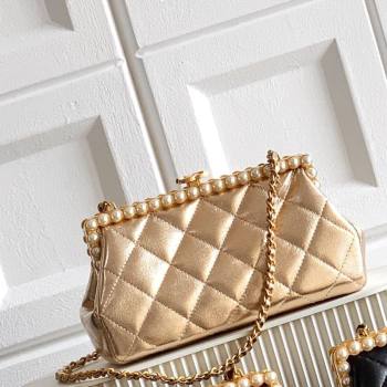 Chanel Lambskin Leather Pearls Clutch with Chain Gold 2026 AS5912 (yezi-260203048)