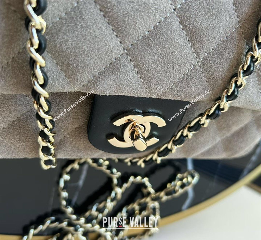 Chanel Suede Calfskin Leather Mini Classic Flap Handbag With Top Handle Grey 2026 AS2431 (yezi-260204002)