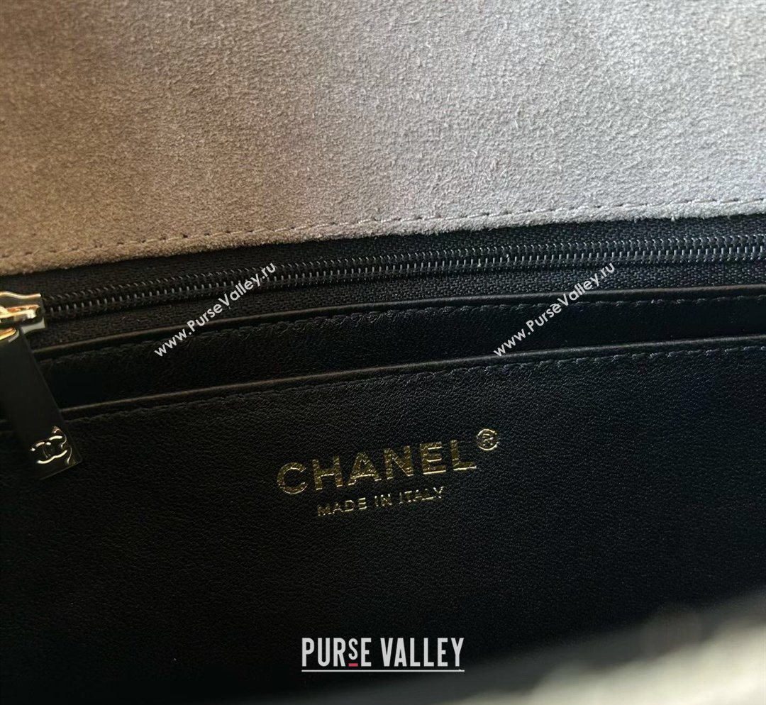 Chanel Suede Calfskin Leather Mini Classic Flap Handbag With Top Handle Grey 2026 AS2431 (yezi-260204002)