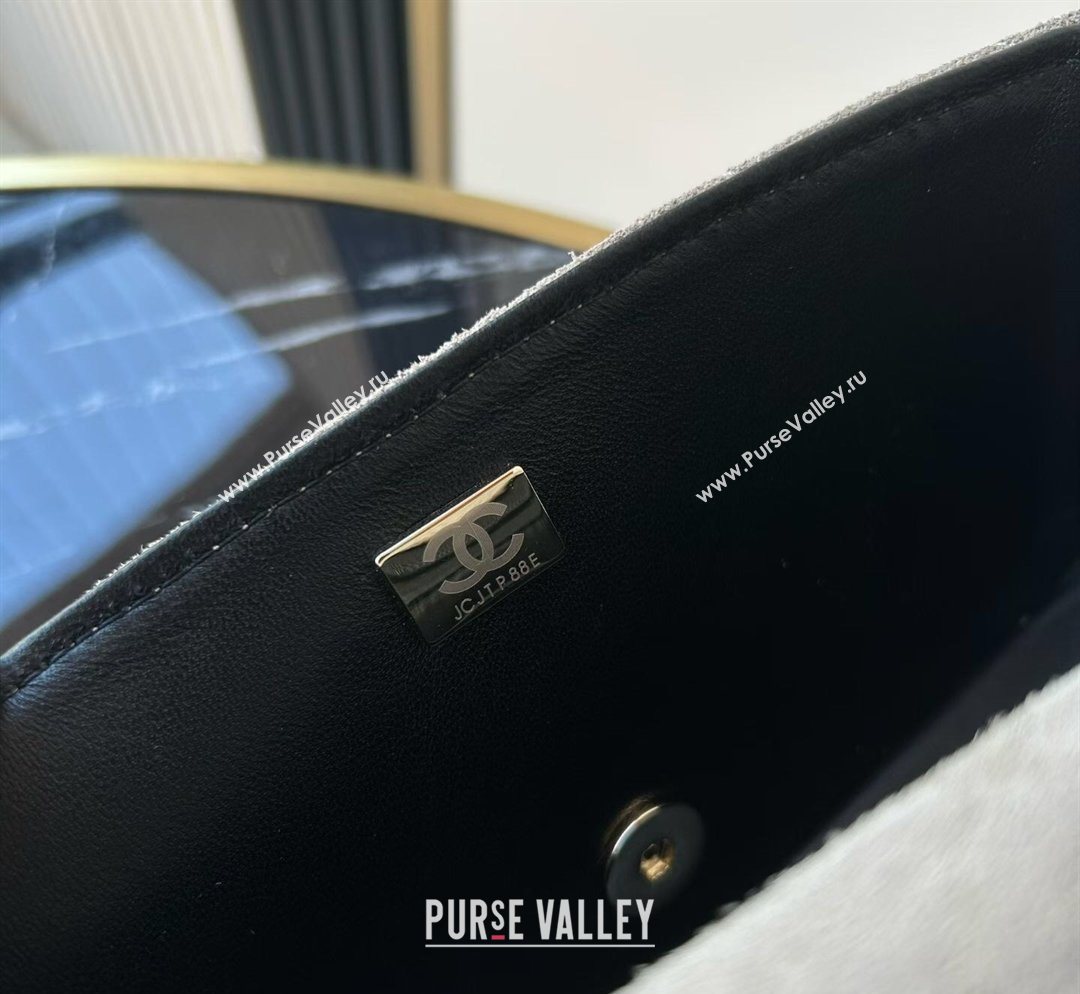 Chanel Suede Calfskin Leather Mini Classic Flap Handbag With Top Handle Grey 2026 AS2431 (yezi-260204002)