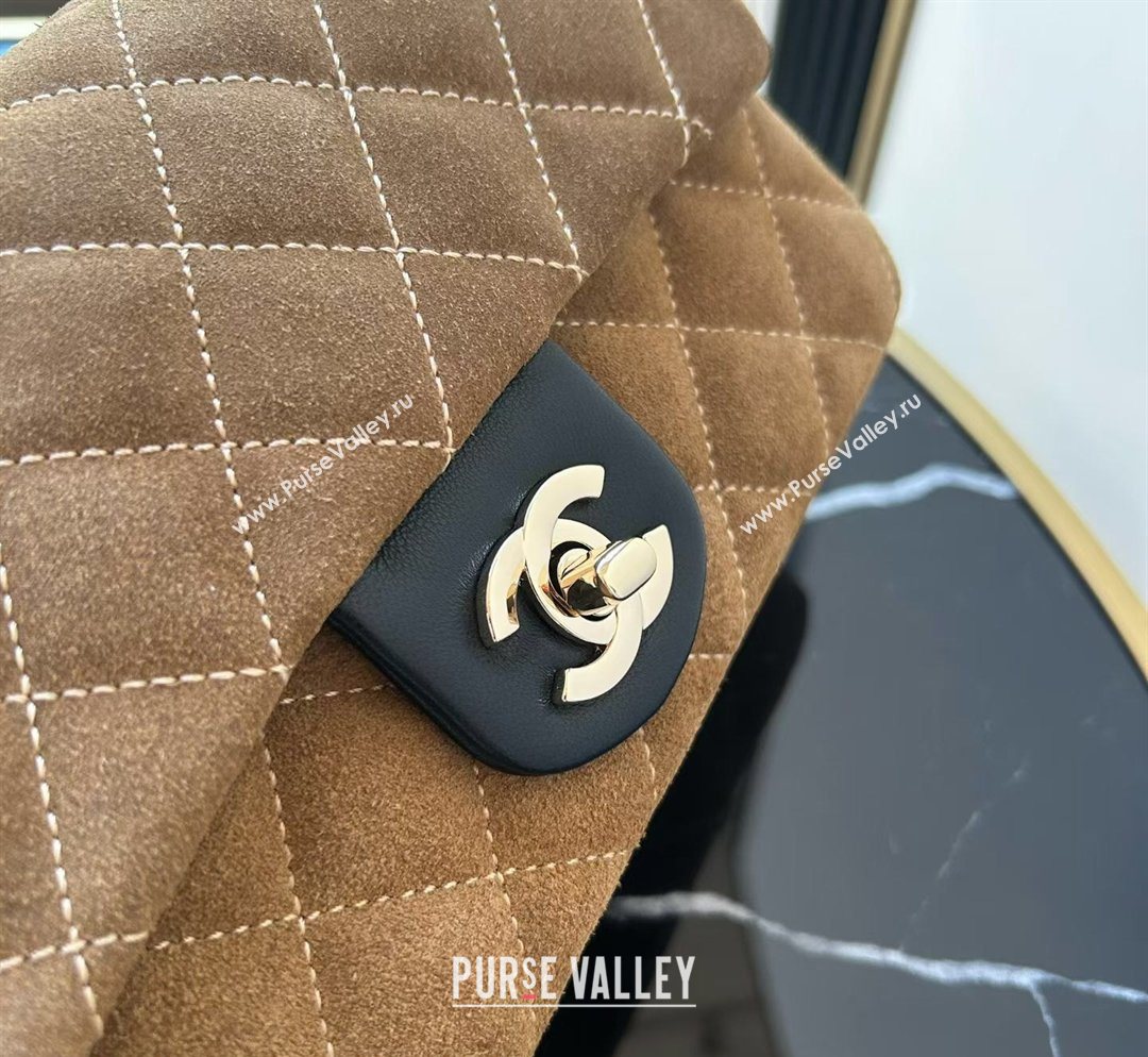 Chanel Suede Calfskin Leather Mini Classic Flap Handbag With Top Handle Brown 2026 AS2431 (yezi-260204003)