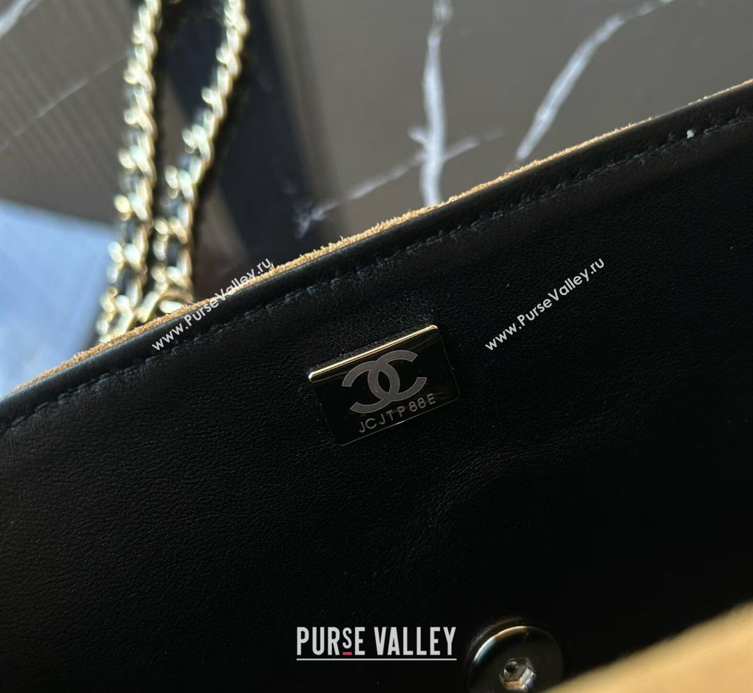 Chanel Suede Calfskin Leather Mini Classic Flap Handbag With Top Handle Brown 2026 AS2431 (yezi-260204003)