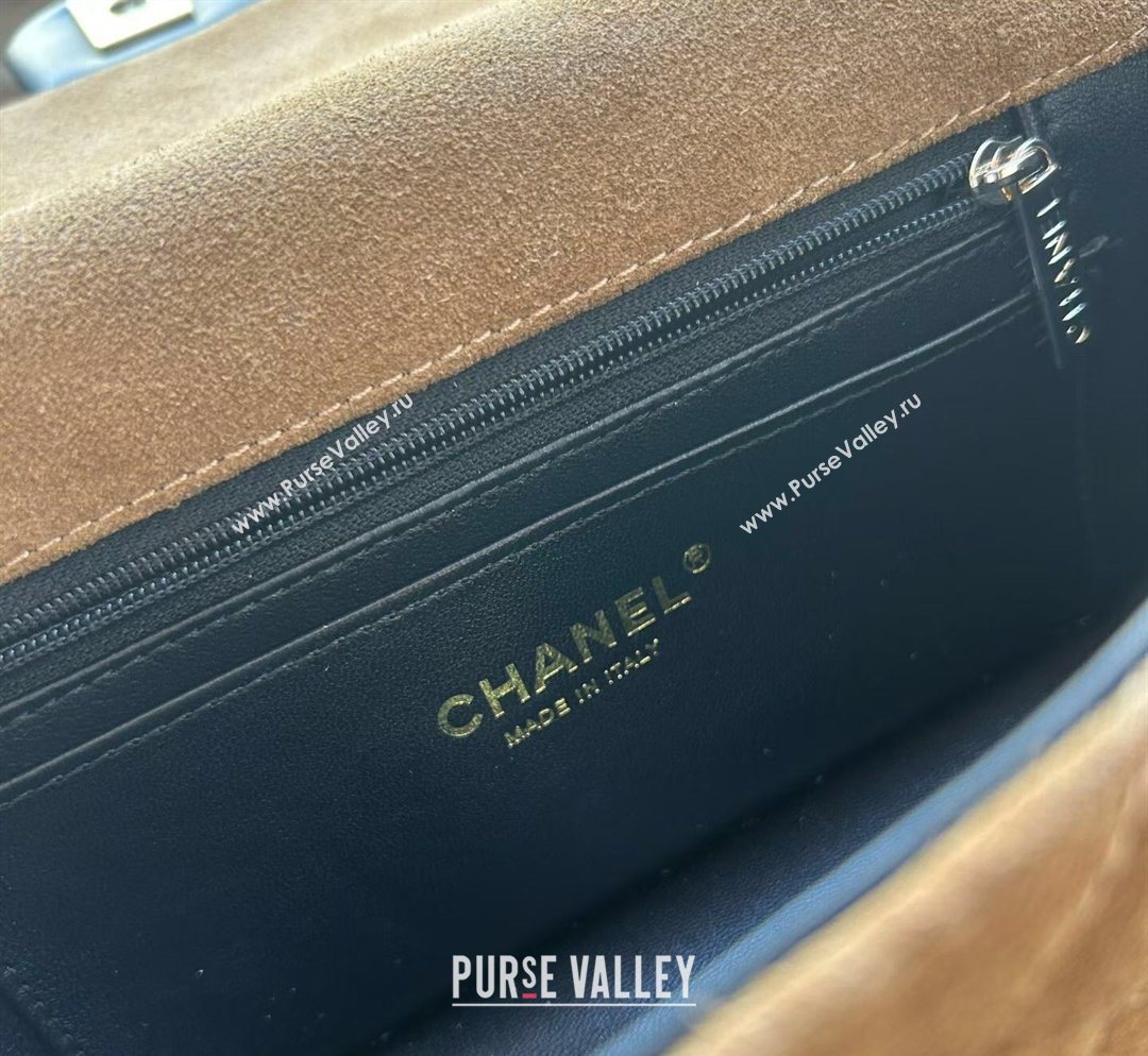Chanel Suede Calfskin Leather Mini Classic Flap Handbag With Top Handle Brown 2026 AS2431 (yezi-260204003)