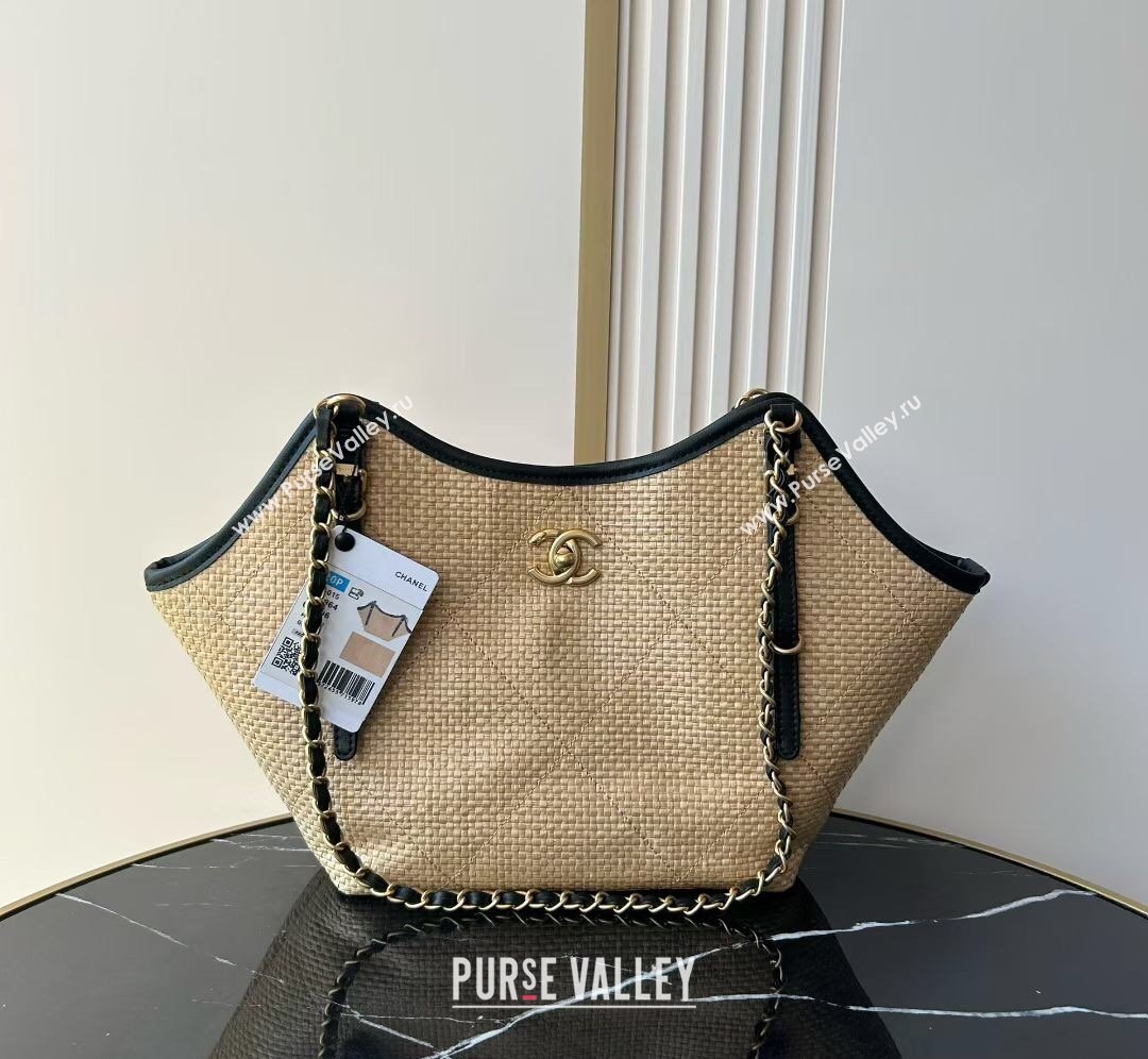 Chanel Braided Straw Small Shopping Tote Bag Beige 2026 AS6015 (yezi-260204012)