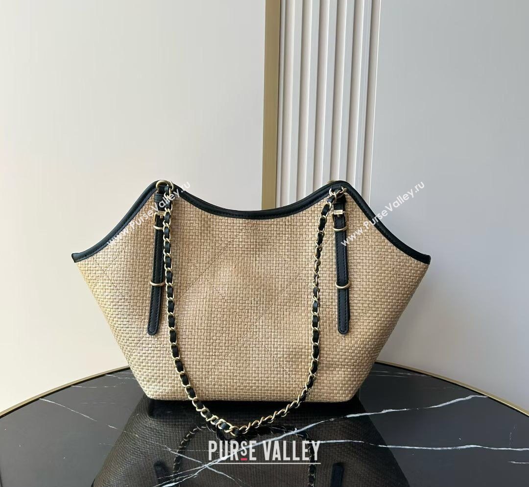 Chanel Braided Straw Small Shopping Tote Bag Beige 2026 AS6015 (yezi-260204012)