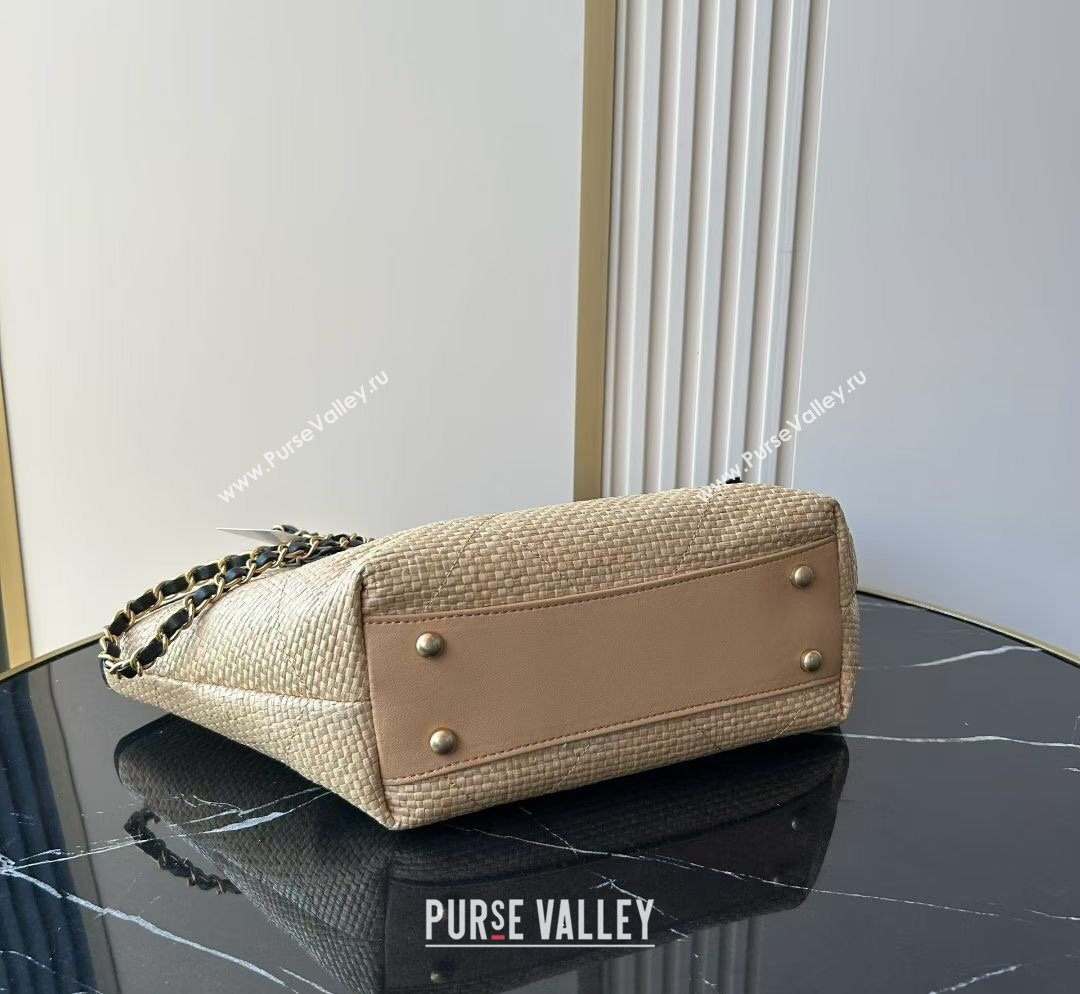 Chanel Braided Straw Small Shopping Tote Bag Beige 2026 AS6015 (yezi-260204012)