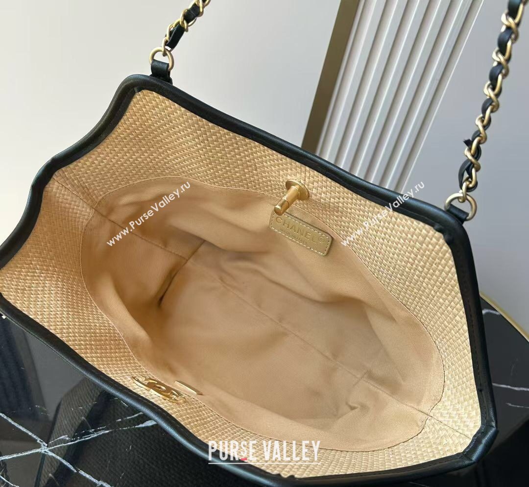 Chanel Braided Straw Small Shopping Tote Bag Beige 2026 AS6015 (yezi-260204012)