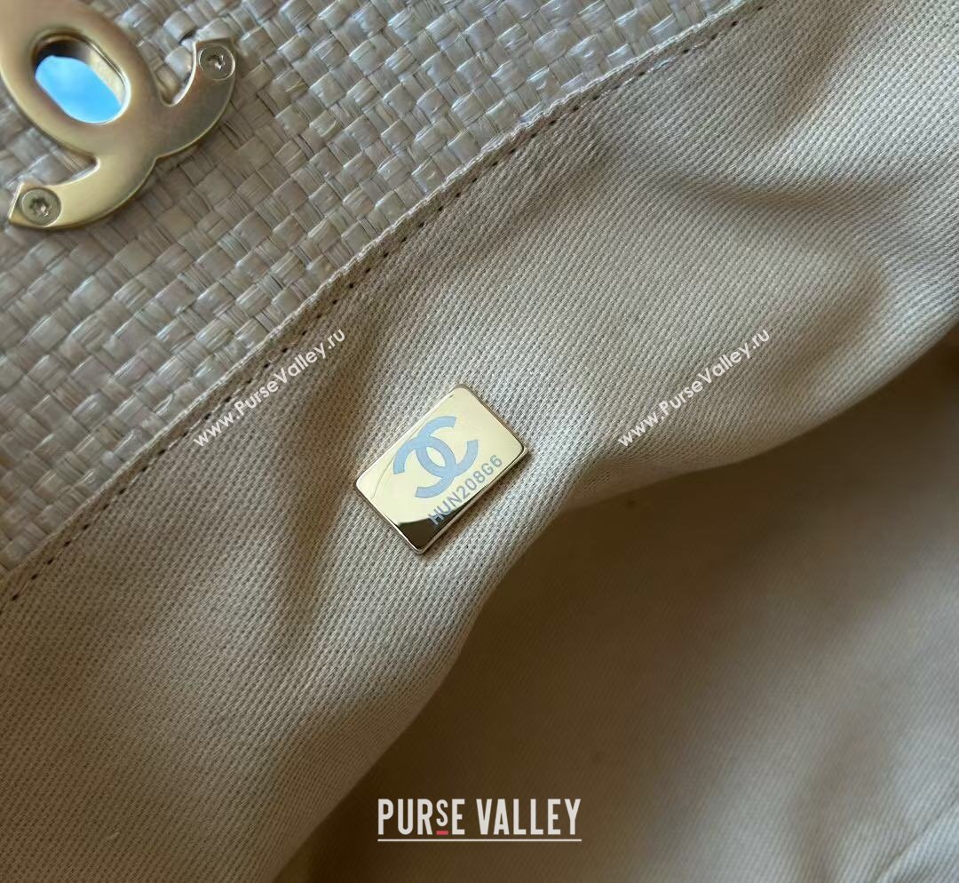 Chanel Braided Straw Small Shopping Tote Bag Beige 2026 AS6015 (yezi-260204012)