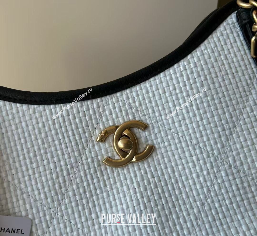 Chanel Braided Straw Small Shopping Tote Bag White 2026 AS6015 (yezi-260204013)