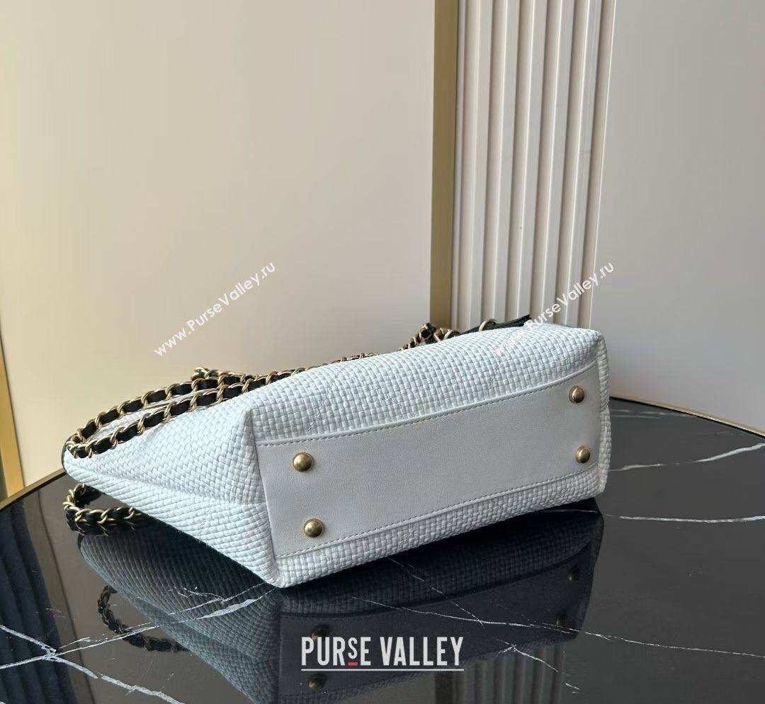 Chanel Braided Straw Small Shopping Tote Bag White 2026 AS6015 (yezi-260204013)