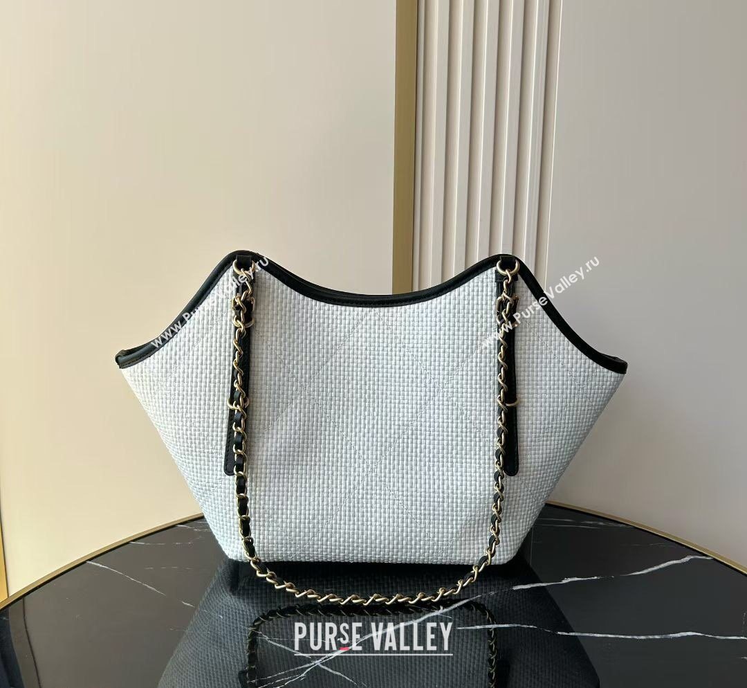 Chanel Braided Straw Small Shopping Tote Bag White 2026 AS6015 (yezi-260204013)