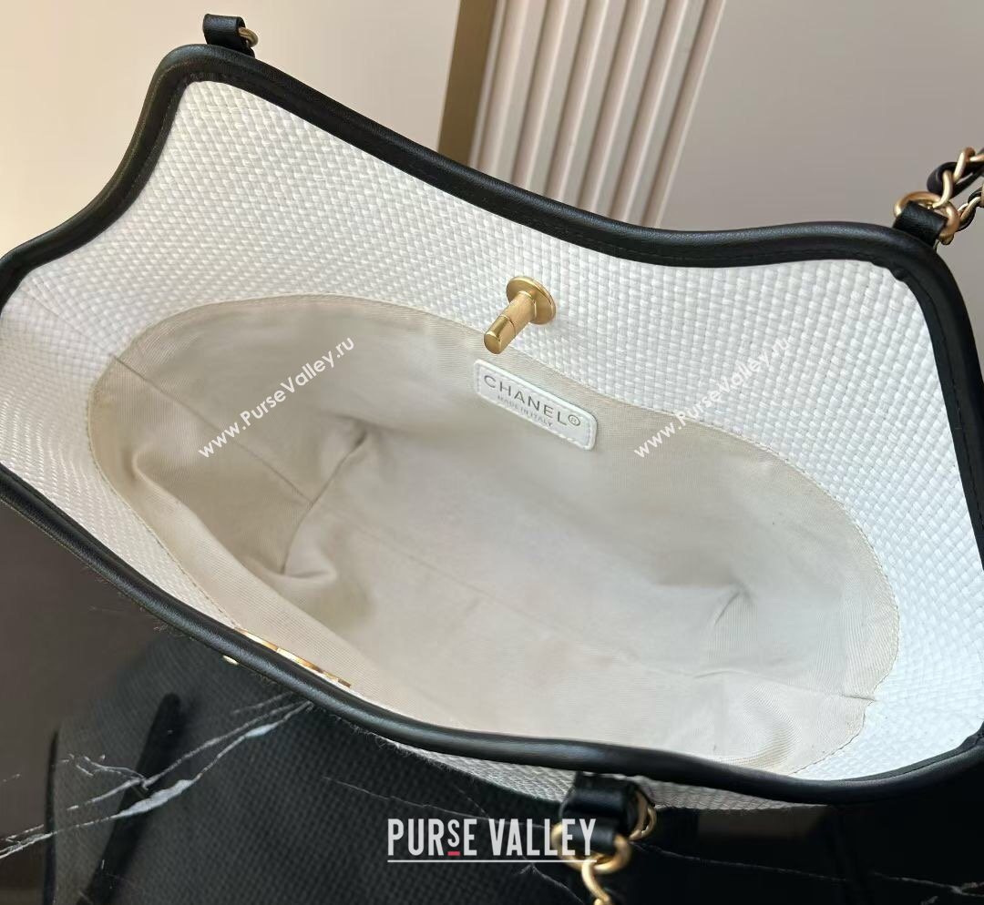 Chanel Braided Straw Small Shopping Tote Bag White 2026 AS6015 (yezi-260204013)