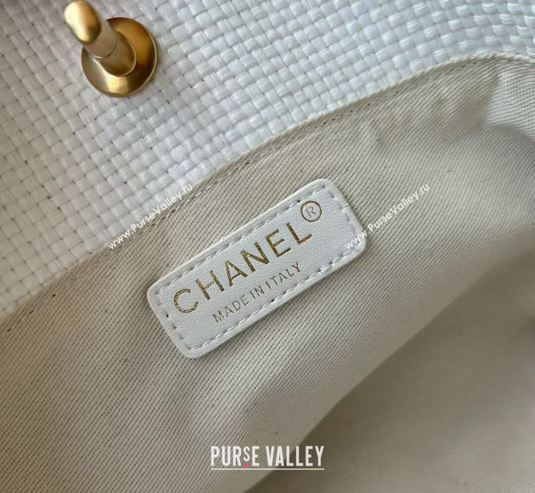 Chanel Braided Straw Small Shopping Tote Bag White 2026 AS6015 (yezi-260204013)