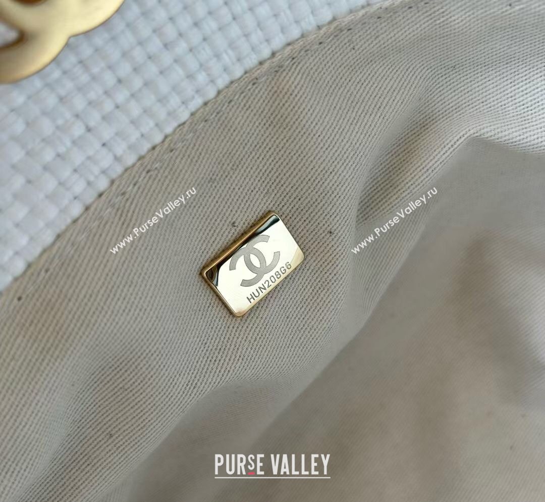 Chanel Braided Straw Small Shopping Tote Bag White 2026 AS6015 (yezi-260204013)