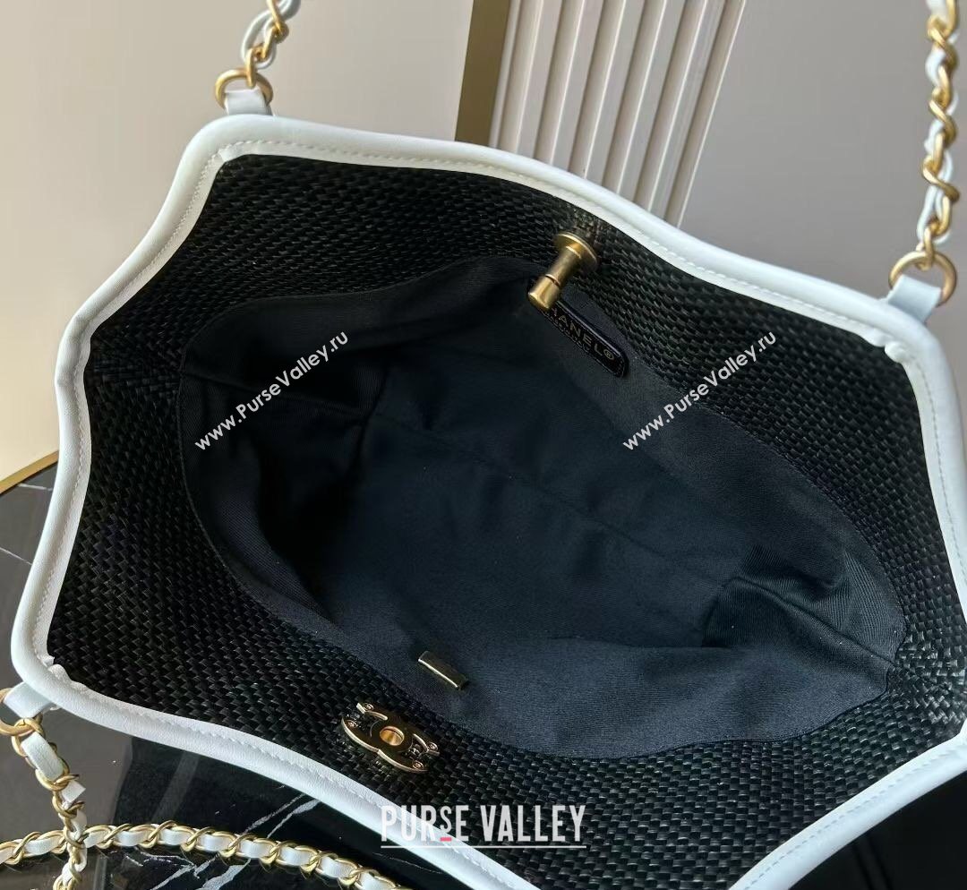 Chanel Braided Straw Small Shopping Tote Bag Black 2026 AS6015 (yezi-260204015)