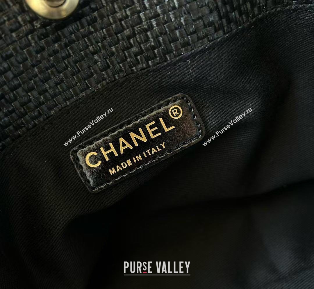 Chanel Braided Straw Small Shopping Tote Bag Black 2026 AS6015 (yezi-260204015)