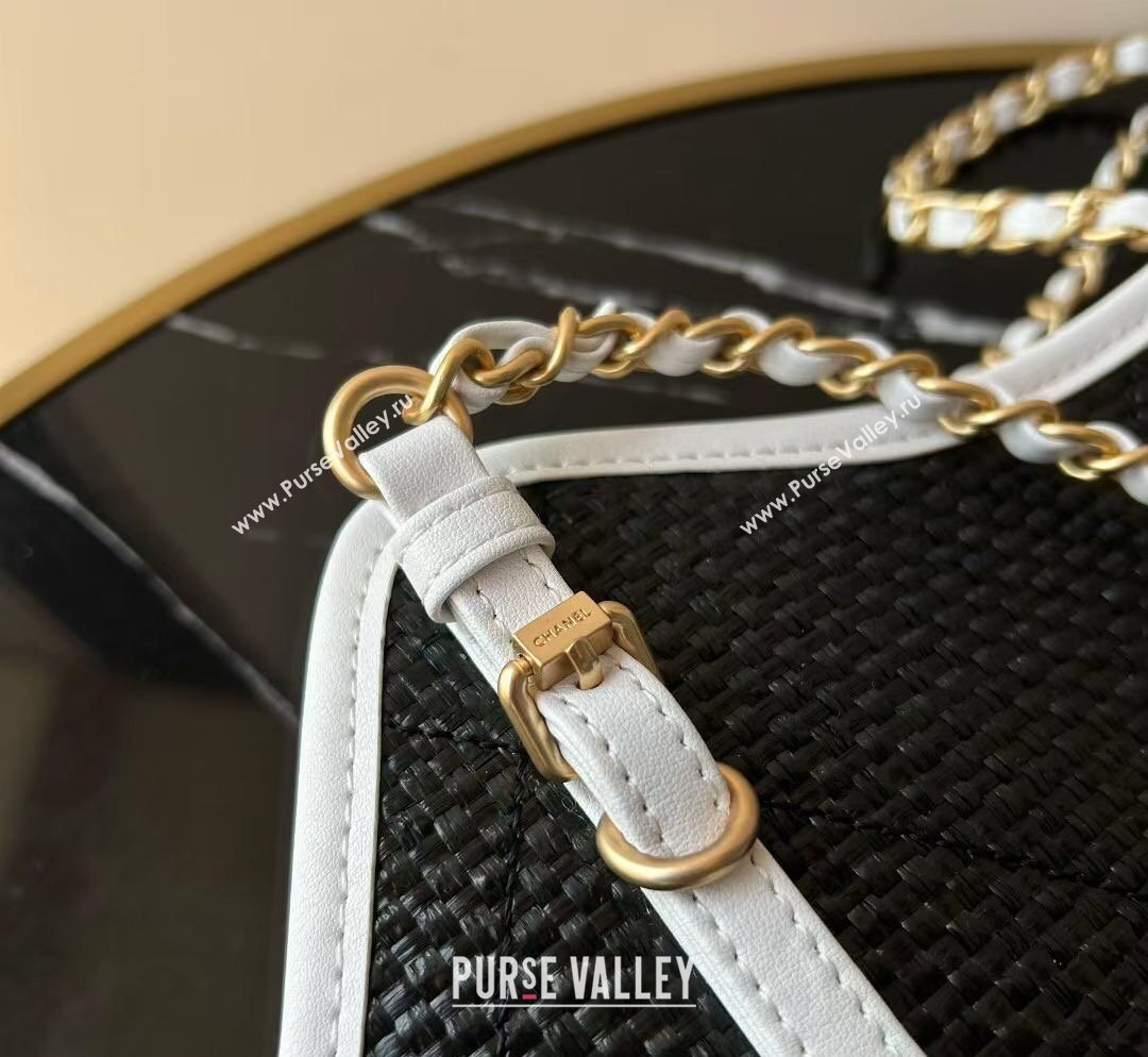 Chanel Braided Straw Small Shopping Tote Bag Black 2026 AS6015 (yezi-260204015)