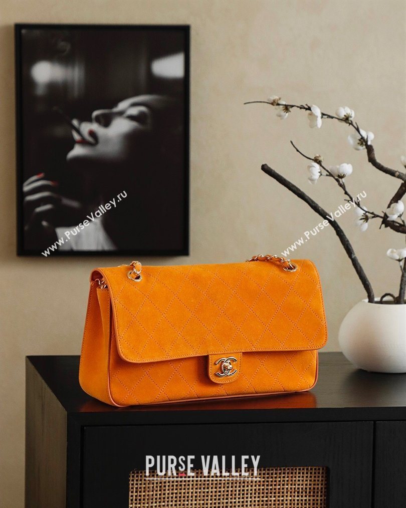 Chanel Matthieu Blazy Flap Bag in Quilted Suede Orange 2026 CH020301 (yezi-260203050)