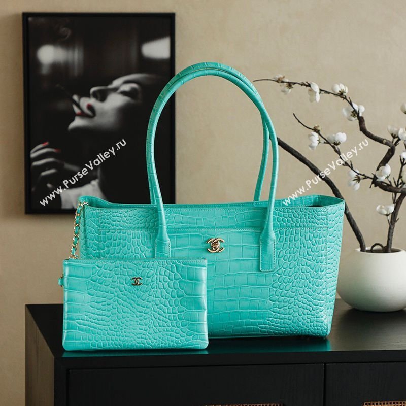 Chanel Medium Shopping Tote Bag in Crocodile Embossed Calfskin Leather AS2157 Green 2026 (yezi-260204018)