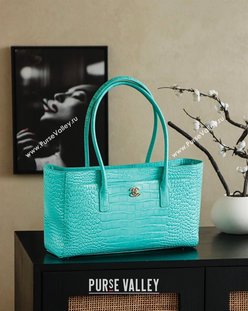 Chanel Medium Shopping Tote Bag in Crocodile Embossed Calfskin Leather AS2157 Green 2026 (yezi-260204018)
