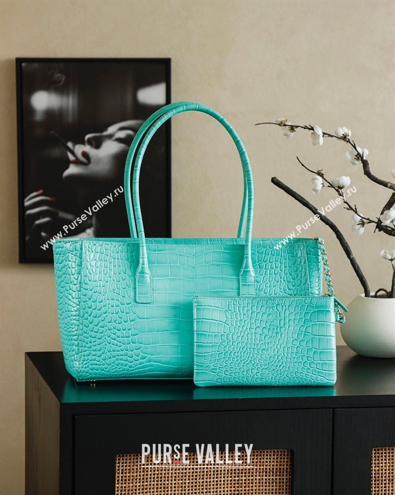 Chanel Medium Shopping Tote Bag in Crocodile Embossed Calfskin Leather AS2157 Green 2026 (yezi-260204018)