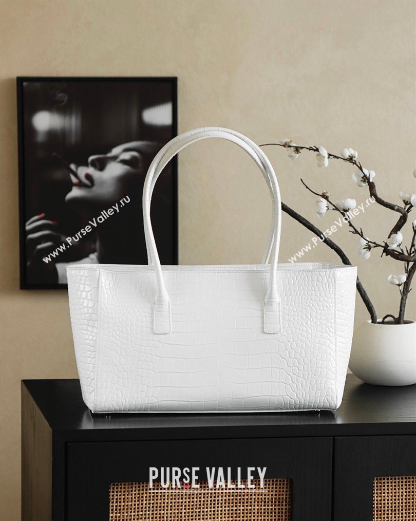 Chanel Medium Shopping Tote Bag in Crocodile Embossed Calfskin Leather AS2157 White 2026 (yezi-260204019)
