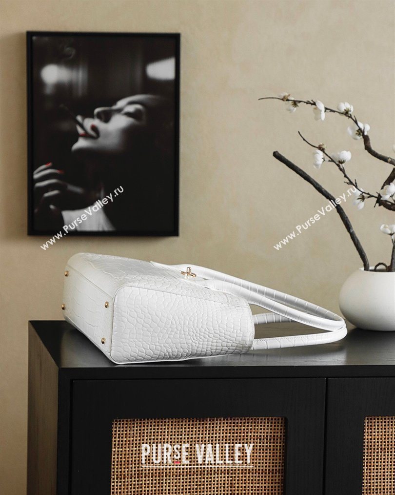 Chanel Medium Shopping Tote Bag in Crocodile Embossed Calfskin Leather AS2157 White 2026 (yezi-260204019)