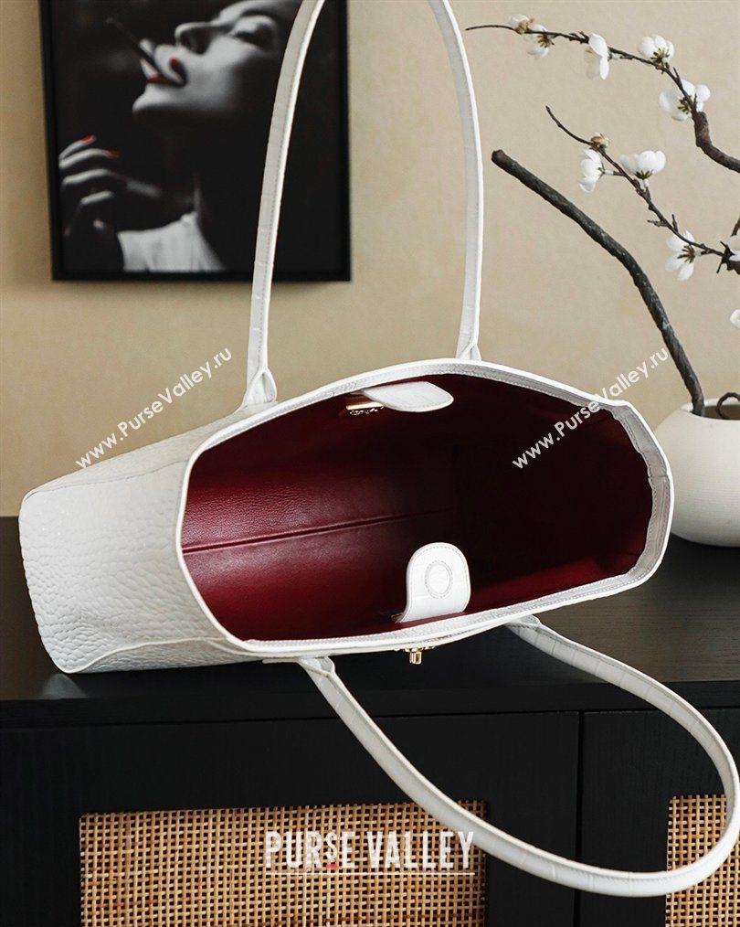 Chanel Medium Shopping Tote Bag in Crocodile Embossed Calfskin Leather AS2157 White 2026 (yezi-260204019)