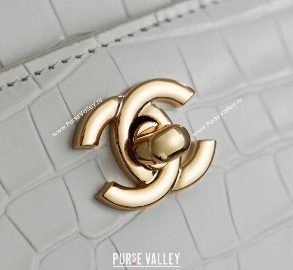 Chanel Medium Shopping Tote Bag in Crocodile Embossed Calfskin Leather AS2157 White 2026 (yezi-260204019)